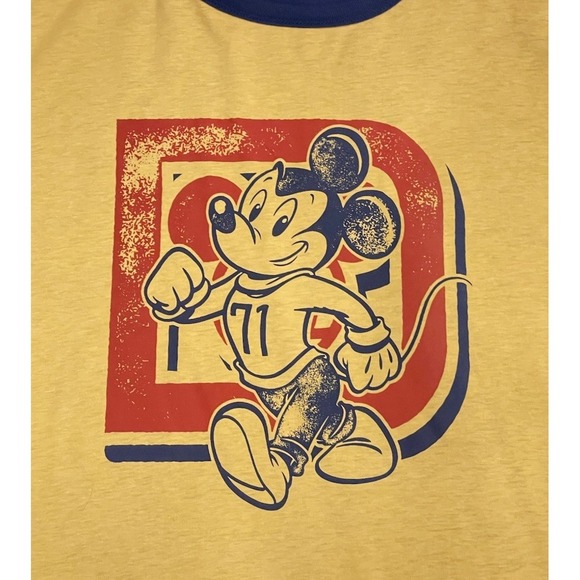 Vintage Mickey Mouse Double Sided Shirt 1971 Yellow & Blue Disney World Size XXL - Picture 10 of 11